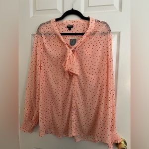 Torrid pink polka dot blouse with bow - Size 2 new with tags